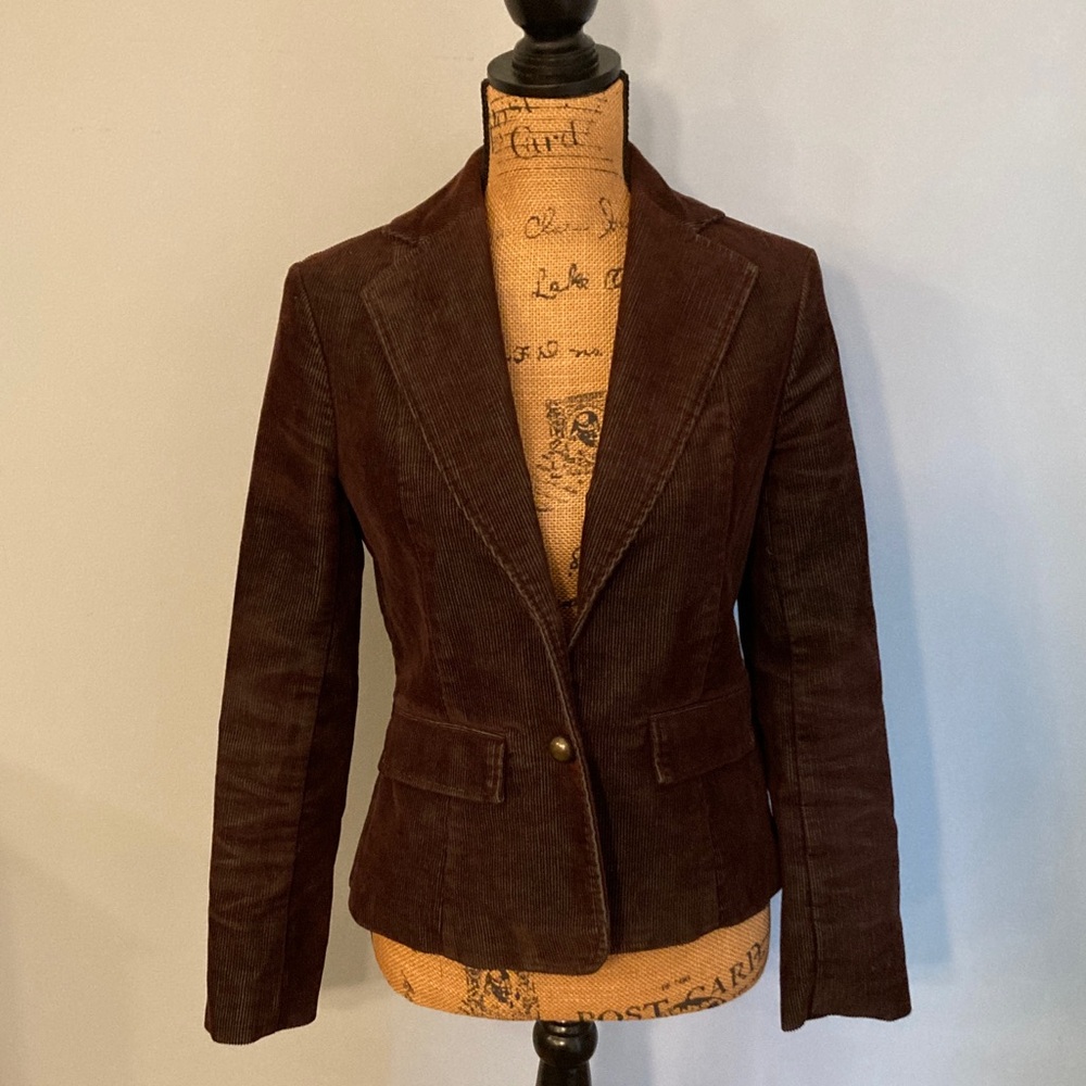 Ruff Hewn Brown Corduroy Single-Button Blazer Women Size Small